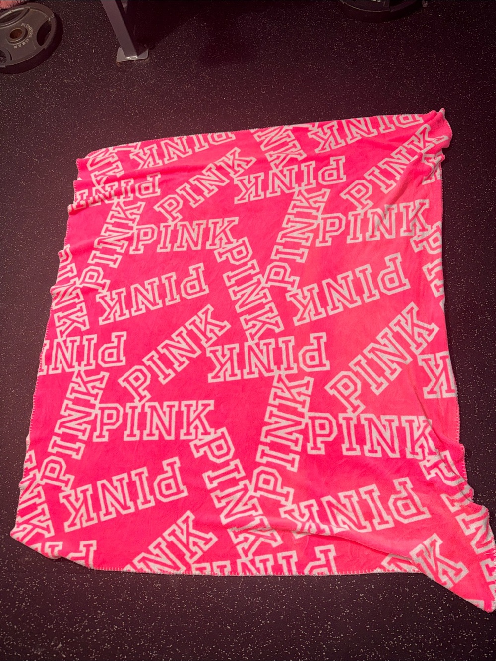 PINK Victoria's Secret Plush Throw in Bright Pink and White